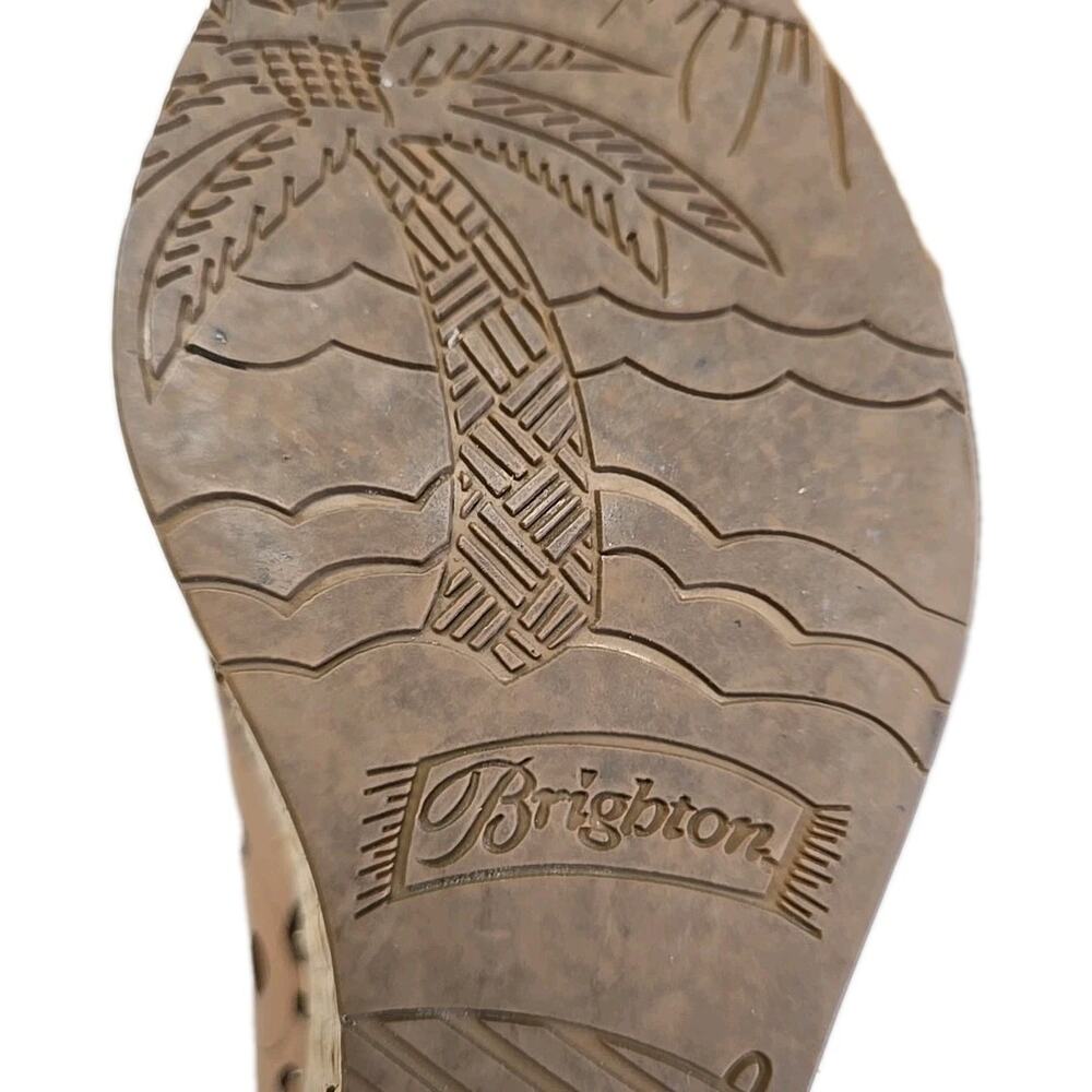 Brighton Daria Tan Leather Cutout Platform Wedge Sandals 8M Espadrille Brazil - Picture 11 of 12